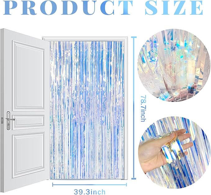 20 Pack Foil Curtain Backdrop Iridescent Metallic Tinsel Foil Fringe Curtains Photo Booth Props for Birthday Wedding Engagement Baby Shower Bachelorette Christmas Holiday Celebration Party Decoration