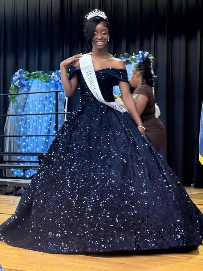TRHTX Sparkly Sequin Quinceanera Dresses 2024 Off Shoulder Ball Gown Long A-line Sweet 16 Dresses