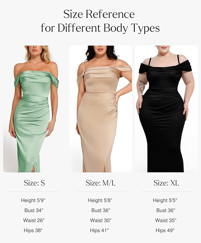 Popilush Womens Shapewear Maxi Dress Multi Way Wear Off The Shoulder Bodycon Long Cocktail Formal Dresses