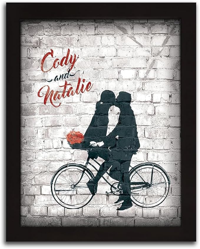 Personal-Prints BUILT FOR TWO | Personalized Romantic Canvas Art Gift with Your Names | Custom for Valentine’s Day or Wedding Anniversary (11"x14" Framed Paper Print)