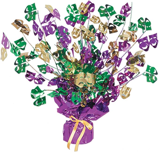 PMU 12PcMardi Gras Decorations Mardi Gras Gleam 'N Burst 15in Centerpiece Party Accessory