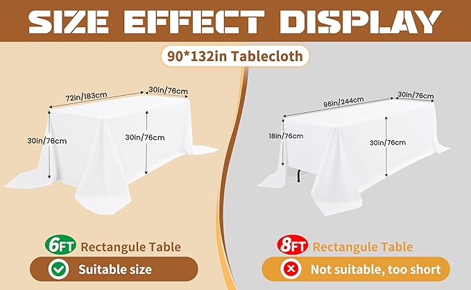 fani 10 Packs 90 x 132 Inch Ivory Polyester Tablecloth, Rectangular, Classic, Wrinkle & Stain Resistant, All-Season, 6ft Table Cover, 10 Count