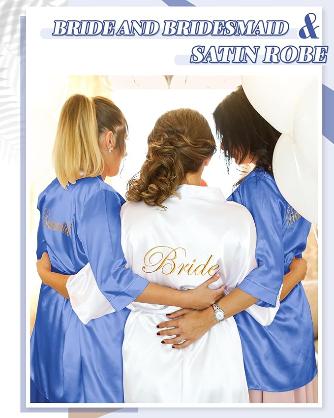 Jecery 12 Pcs Bridesmaid Robes Bride Kimono for Wedding Day Satin Embroidered Bridal Party Robes