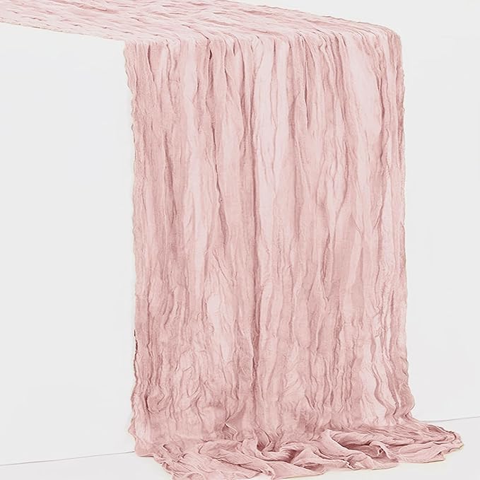 10 Pack Blush Pink Cheesecloth Table Runner 35x120 Inch 10Ft Rustic Gauze Cheese Cloth Table Runner Sheer Cheesecloth Table Runners for Wedding Party Bridal Shower Decoration