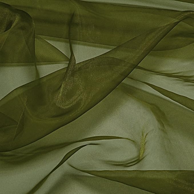 VDS Pack of 75 | Olive | Organza Chair Sashes Crystal Sheer Tulle Dining Chair Bows Tie Ribbon for Wedding Birthday Graduation Engagement Ceremony Event Party Banquet Venue Hotel Decoration