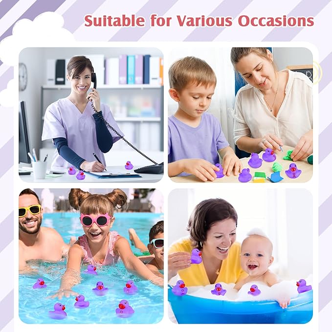 200 Pcs Purple Rubber Ducks Domestic Violence Awareness Ribbon Bath Duck Float Mini Bath Toys Bulk Pancreatic Cancer Alzheimers Awareness Products for Charity Event Supplies