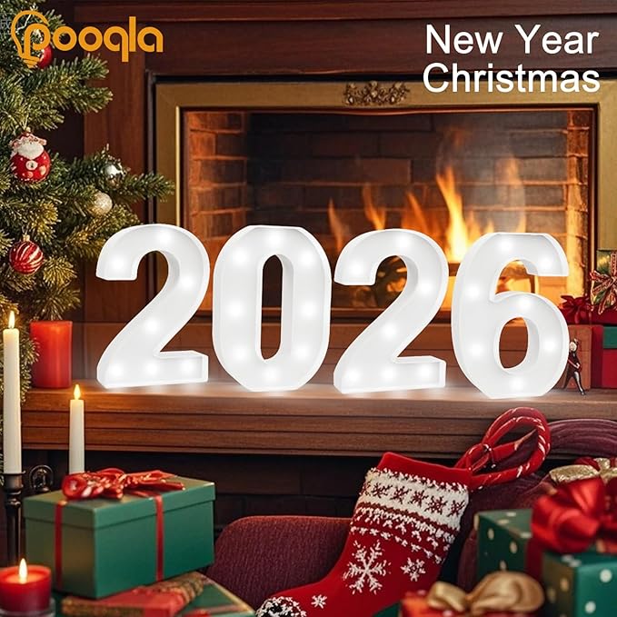 Pooqla Light Up Numbers 2026, Giant Marquee Numbers for New Year Decorations, 2026 Graduation Decorations for High School Seniors College Class of 2026 Party Classroom Decoration, Cool White