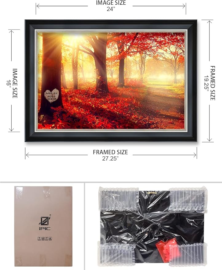 IPIC - You Are My Sunshine, Personalized Framed Wall Art with Names and Date on, Giclee Prints Framed with Solid Wood, Custom Memorial Gifts for Wedding Anniversary. Total Size: 27.25" W x 19.25" H