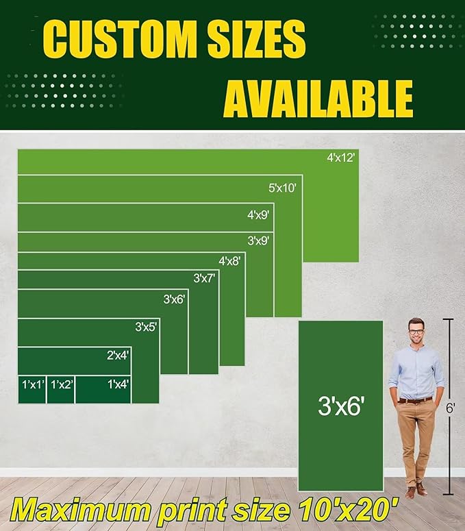 Custom Vinyl Banner 3ft x 20ft Made In USA for Indoor & Outdoor Use - Full Color 13 Oz Sign - Personalized with High-Resolution Images, Text