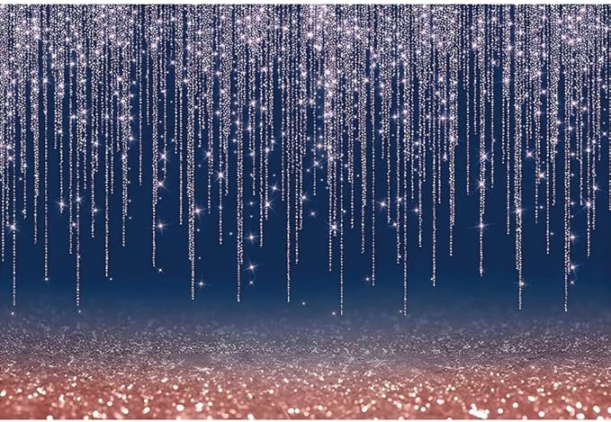 Glitter Navy Blue Backdrop 10x6.5ft Rose Gold and Blue Background for Photography Birthday Wedding Baby Shower Party Decoration Cake Table Banner Photo Booth Props
