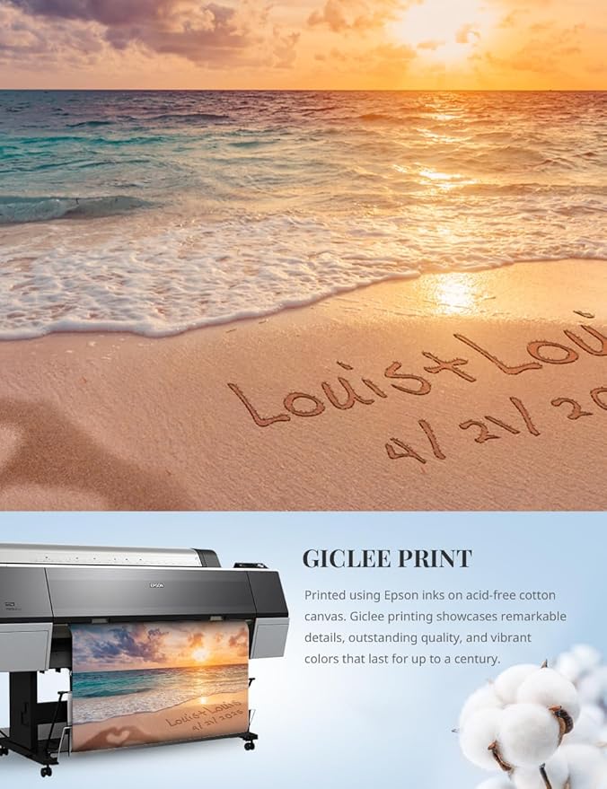 IPIC - "Forever Together Personalized Wall Art, Custom Beach Scene with with Solid Wood Frame, A Personalized Gift with Name and Date for Couple, Wedding, or Anniversary, Ready to Hang