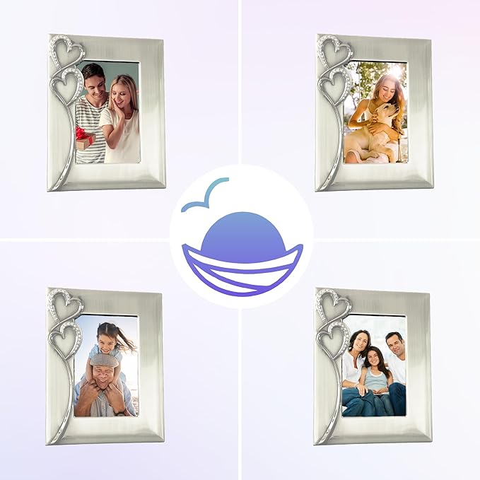 Silver Picture Frame 4x6 with Hearts â Thoughtful Gift Idea for Weddings, Engagement for Couples, Newlyweds, Bridal Shower, Anniversary, Valentines