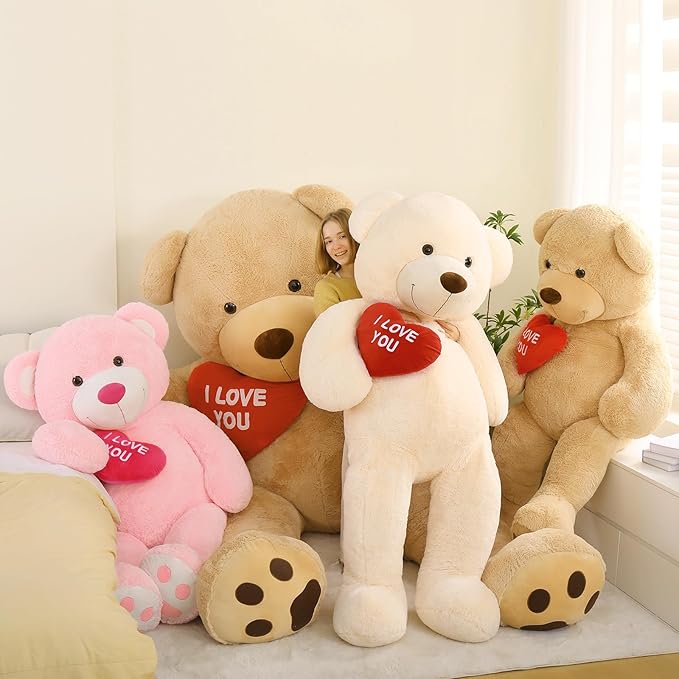 Red Heart Giant Jumbo Teddy 10ft, Huge Teddy Bear Stuffed Animals with Embroidered I Love You for Girlfriend Boyfriend Christmas Birthday, Celebrations, Huge Valentines Teddy Bear Gifts