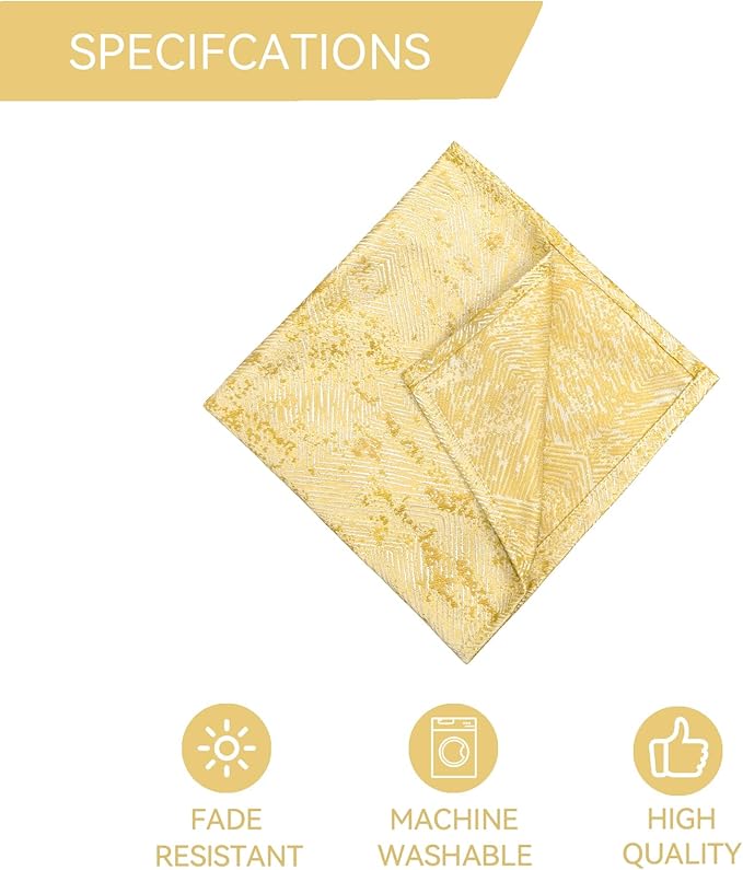 Dinner Cloth Napkins Set of 12, Cotton Polyester Blend Premium Quality, Washable, Soft, Reusable Gold Napkins for Wedding, Parties, Thanksgiving, Everyday Use - Gold