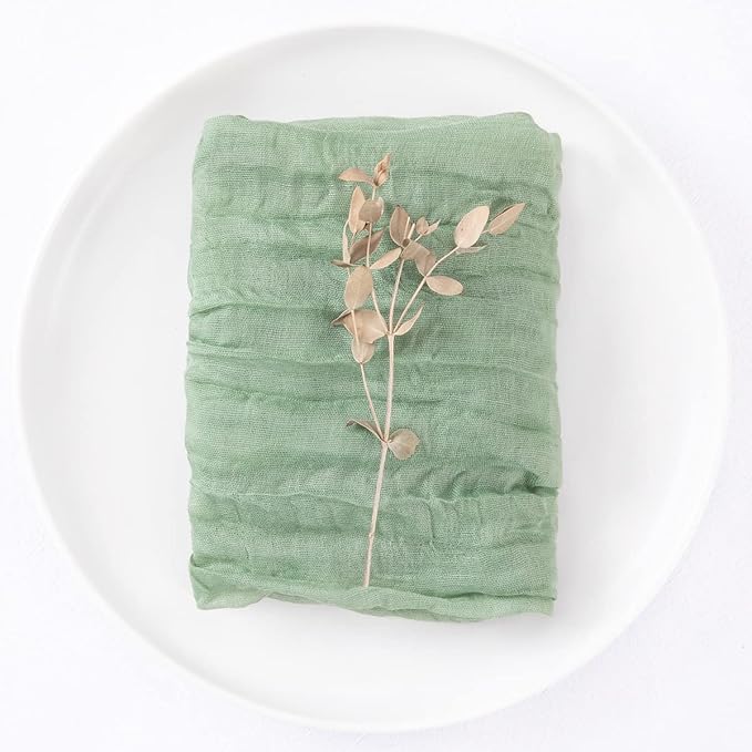 100 Pack Sage Green Cheesecloth Napkins Spring Cloth Napkins Set of 100 Sage Dinner Napkins Bulk 21x21 Inches for Wedding Bridal Shower Baby Shower Valentine's Day