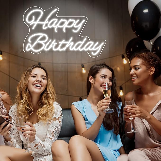 Happy Birthday Neon Sign 16 Inch Reusable Happy Birthday LED Light Up Sign with Dimmable ON/OFF Switch for Birthday Party Backdrop Decoration and Wall Decor and Birthday Gifts