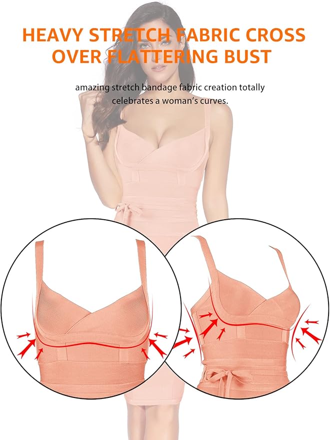 meilun Womens Rayon Belt Detail Bandage Bodycon Party Dress