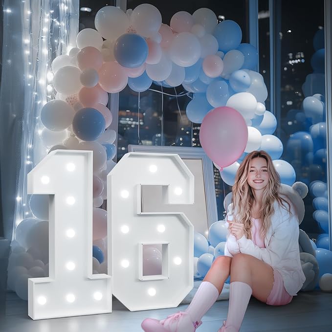 Marquee Numbers 3 feet tall,Cool White Light Up Numbers 6, Large Numbers for 6th 16th 60th Birthday Party Decorations, Big Numbers for Anniversary Decor(DIY Kits)