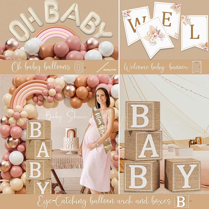 Boho Baby Shower Decorations, Boho Rainbow Baby Shower Party Supplies, A Little Ray of Sunshine is Almost Here, It’s a Girl Gender Reveal, Backdrop Balloon Arch Boxes Mom to Be Sash
