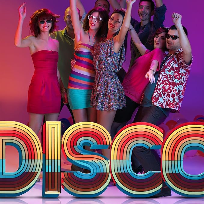 Bucherry 7.8ft Colorful Disco Letters Cardboard Cutout Stand up Life Size 70s 80s 90s Themed Party Decoration Backdrop Photo Props Standup for Birthday Hip Hop Retro Theme Party Supply