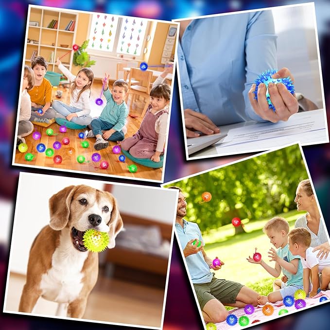 24PCS Light Up Ball, Bouncy Balls for Kids, 6 Colors Flashing Squeaky Ball, 2.2inch Light Up Toys, Balls for Toddlers 1-3, Valentines Party Favors for Teens, Adults, Children