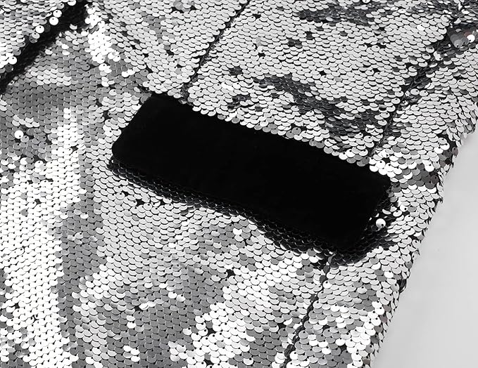 Men's 70s Disco Shiny Sequin Blazer Jacket for Weddings Prom & NightclubsSparkling Metallic Tuxedo Coat with Stretch Fabric
