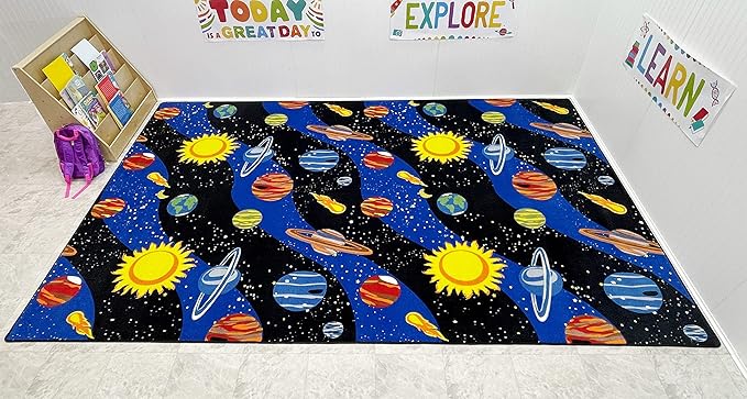 KIDCARPET.COM Solar System Planet Rug, 4' x 6', Multicolored