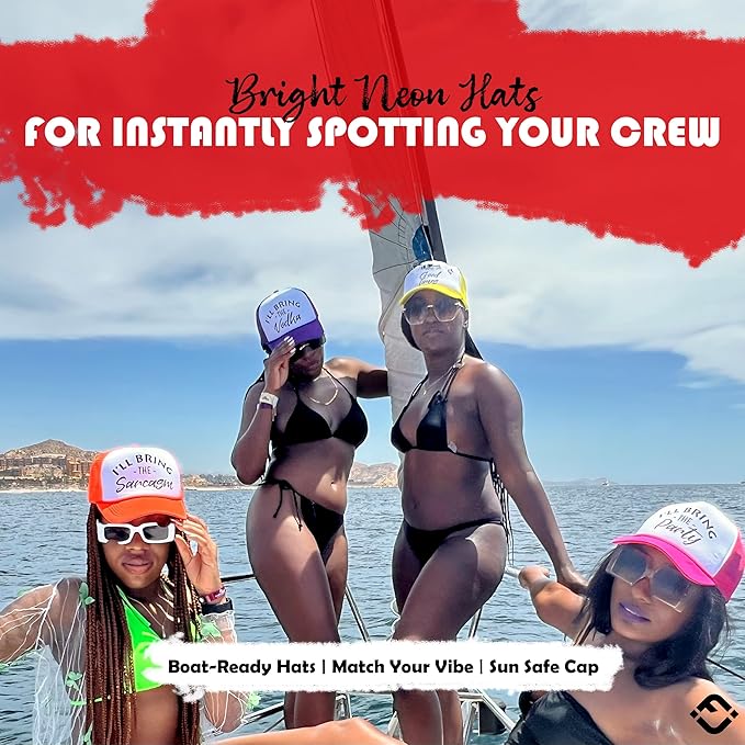 Funky Junque Women's Funny Trucker Hats: Adult Humor for Bachelorette & Girls Trips, Groups 3-25, Mesh Hat - I'll Bring The's