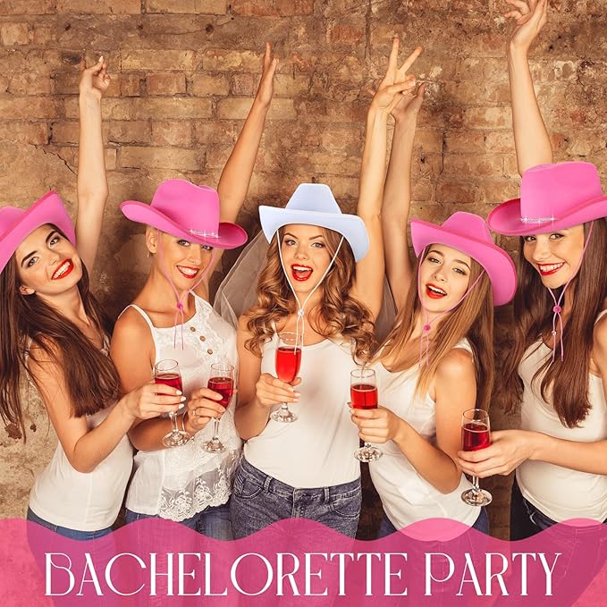 Unittype 12 Pcs Women Cowgirl Cowboy Hats Bachelorette Cowboy Hats for Bridal Shower Wedding Engagement Halloween Cosplay
