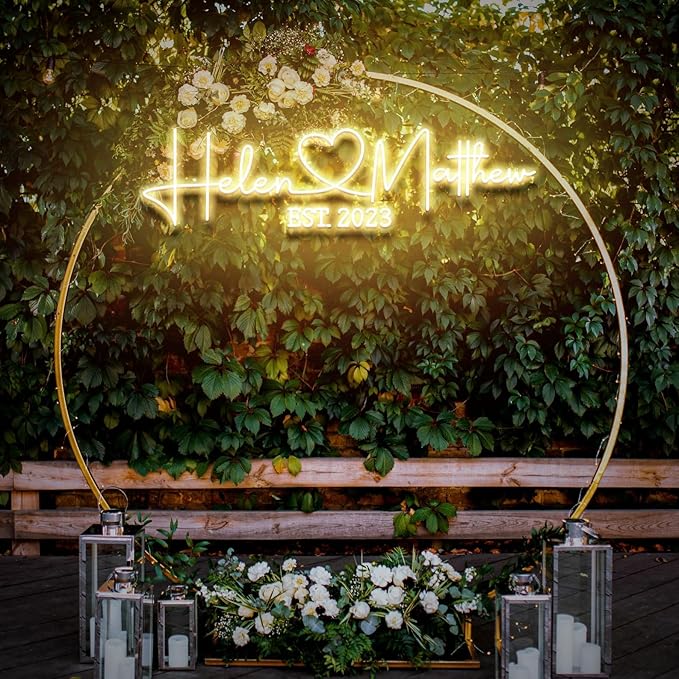 Custom Wedding LED Neon Sign with Date, Personalized Couple Names with Heart Neon Light Up Sign Customizable for Home Wedding Engagement Party Backdrop Wall Décor