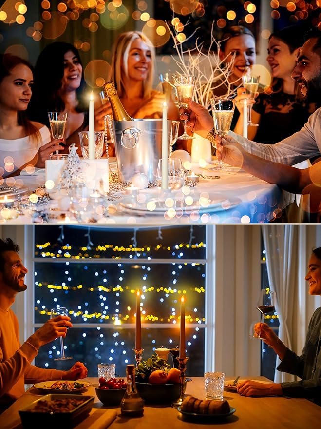 Retisee 50 Pcs 11 Inch Flameless Taper Candles LED Candles Bulk Battery Operated Taper Candle Flickering LED Candlesticks for Valentines Birthday Wedding Party Decor (Classic Style,Ivory)