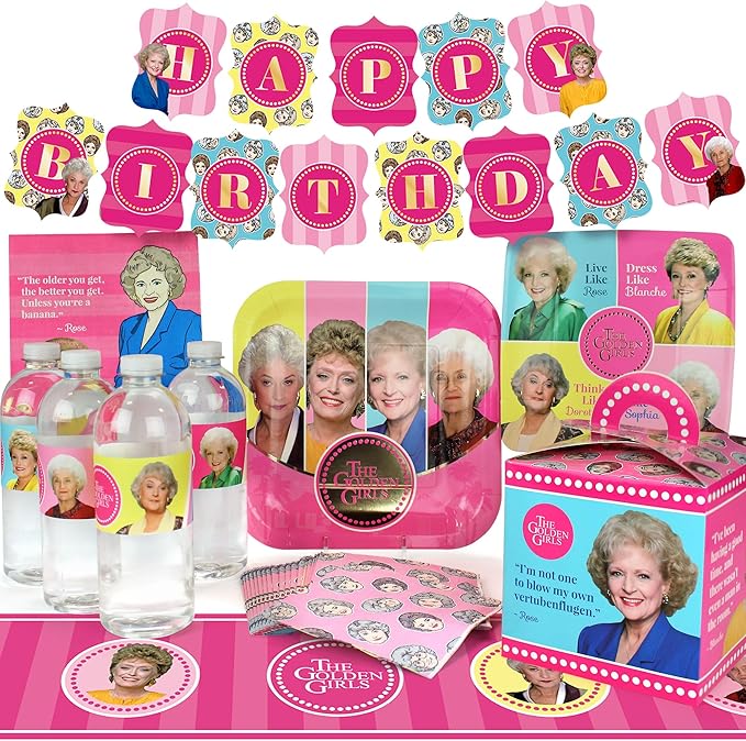 Golden Girls Birthday Party Decorations (Basic Pack for 16) Complete Set with Banner and Table Cover