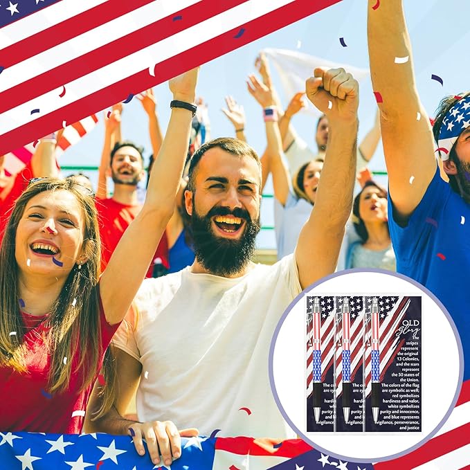100 Sets American Flag Ballpoint Pens Bulk USA Patriotic Themed Black Ink Retractable Pen Stars Stripes Bookmarks Stationery Valentines Party Gifts for Home Office Army Veterans Souvenirs