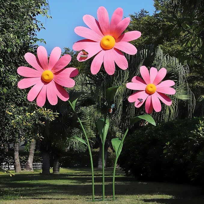 Giant Daisy Flowers Artificial 5.9 Ft Large Fake Daisies Spring Wild Flower for Birthday Party Garden Office Home Wedding Decor(Pink)