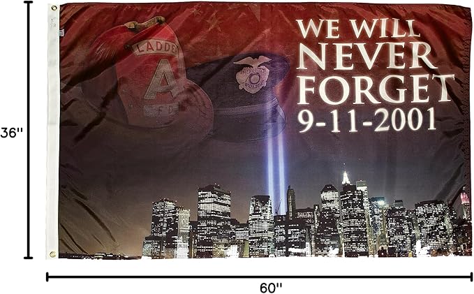 FlagSource Never Forget 9/11 Nylon Flag, Made in The USA, 3x5'