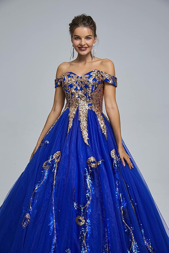Engerla Women's Beading Sweetheart Ball Gown Tulle Layed Long Quinceanera Dress
