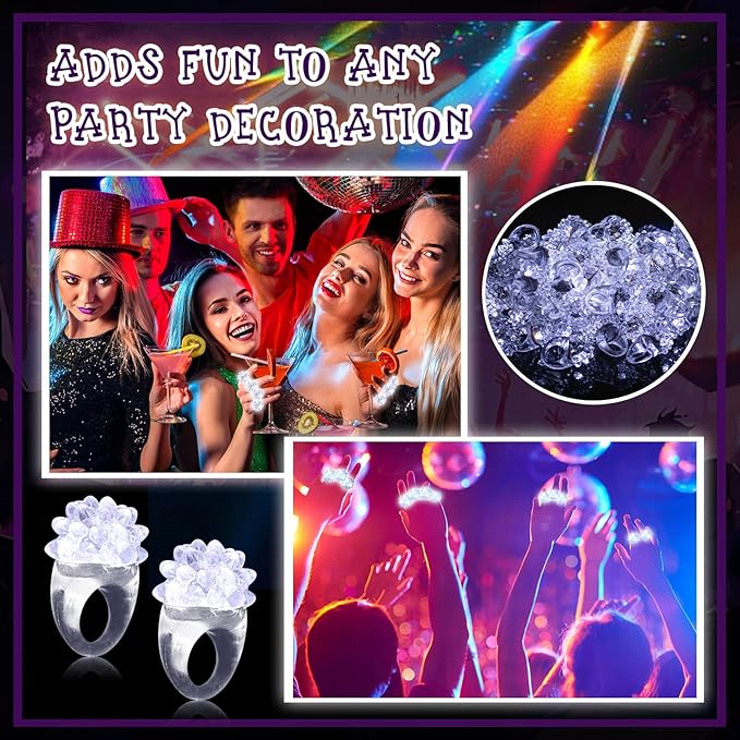 Leyndo 150 Pack LED Light up Rings Halloween Party Favors for Kids, Glow in The Dark Party Supplies White Bumpy Jelly Rubber Finger Light for Halloween Treat Toy Christmas Goodie Bag Stuffers (Bumpy)