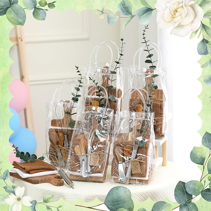 Patelai 6 Sets Baby Shower Prizes for Game Player Baby Shower Winners Gifts Cheese Boards Forks Knives Towels Whisks Artificial Eucalyptus Stems Bags Thank You Cards for Guests Bridal(Retro Color)