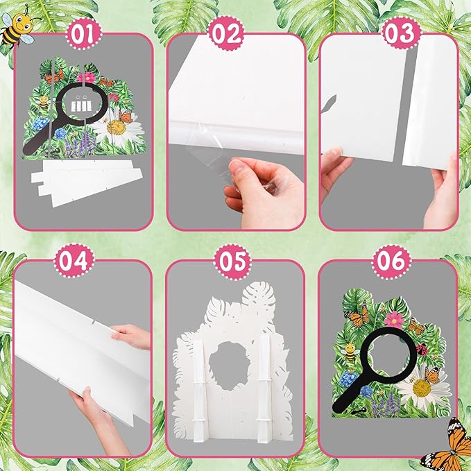 Teling 4.9 x 3.9 ft VBS Flowers Arch Cardboard Cutout Stand-up Vacation Bible School Supplies Cartoon Forest Photography Backdrop for Baby Shower Birthday Party Decor Photo Props