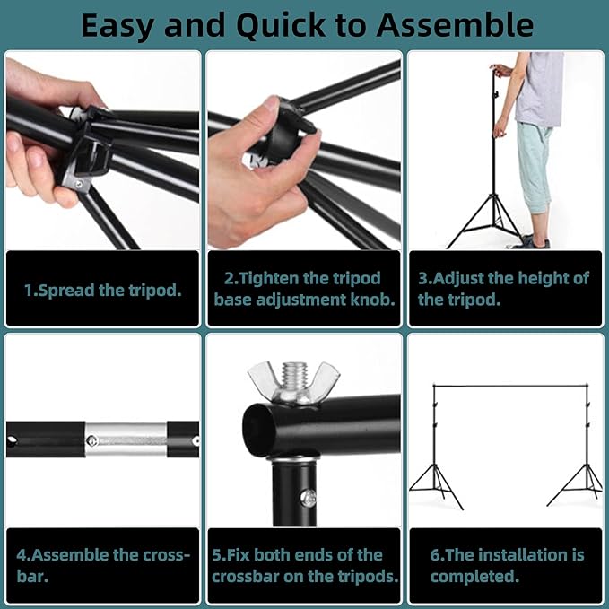 Backdrop Stand 10x7ft(WxH) Photo Studio Background Stand Support System Backdrop Support Kit, for Photography, Advertising Display, Parties Decoration