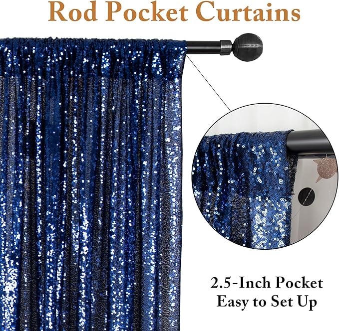 ShiDianYi 8ft X 8ft, Ready to Dispatch,Navy Blue Sequin Backdrops, Navy-Blue-Sequin Photo Booth Backdrop, Party Backdrops,Wedding Curtains, Sparkling Photography Prop