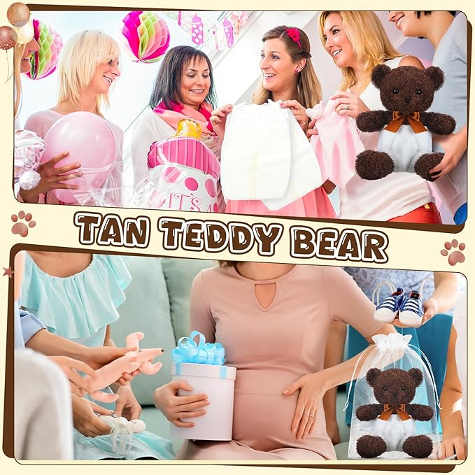 6 Sets Bear Blindfolded Diaper Changing Baby Shower Games Baby Dolls Diapers for Bridal Shower Gender Reveal Games Prizes Gifts for Adults Boys Girls (Chocolate)