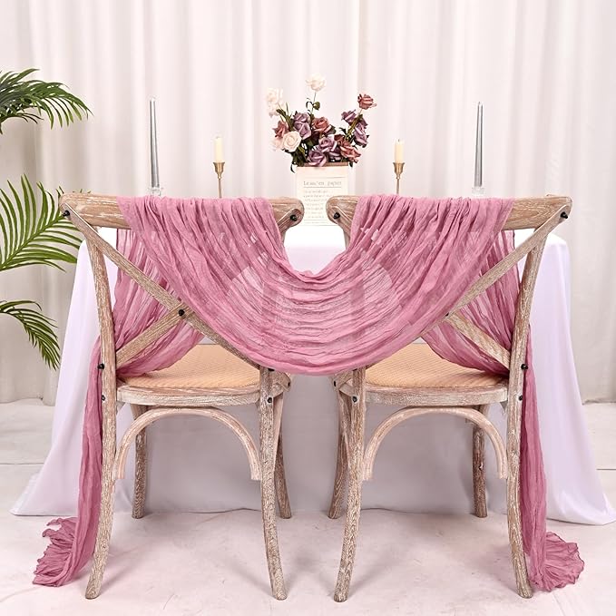 15 Pack Dusty Rose Cheesecloth Table Runner 17 x 108 Inch Fall Thanksgiving Boho Rustic Farmhouse Gauze Cheese Cloth Runner for Wedding Party Baby Shower Home Decor Holiday Decorations