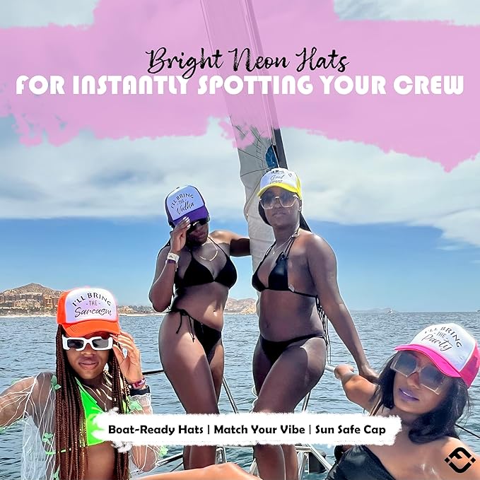 Funky Junque Women's Funny Trucker Hats: Adult Humor for Bachelorette & Girls Trips, Groups 3-25, Mesh Hat - I'll Bring The's