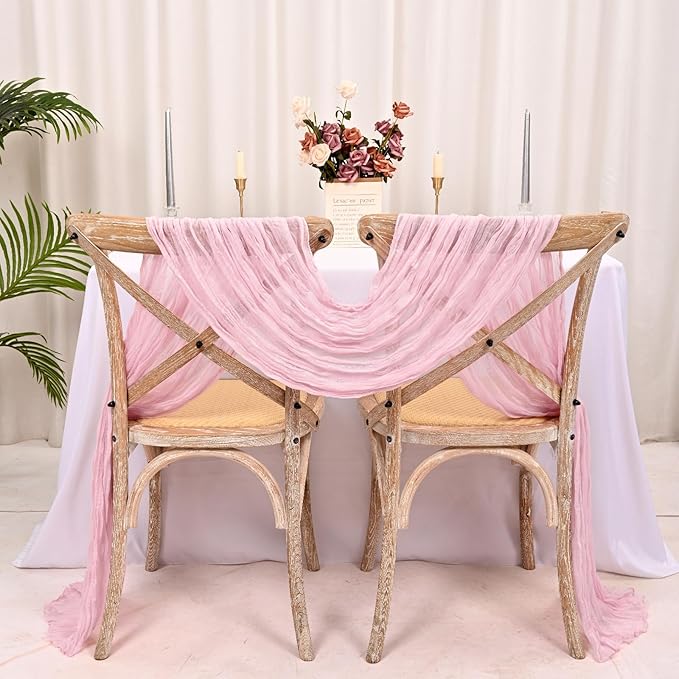 25 Pack Light Pink Cheesecloth Table Runner 17 x 108 Inch Fall Thanksgiving Boho Rustic Farmhouse Gauze Cheese Cloth Runner for Wedding Party Baby Shower Home Decor Holiday Decorations