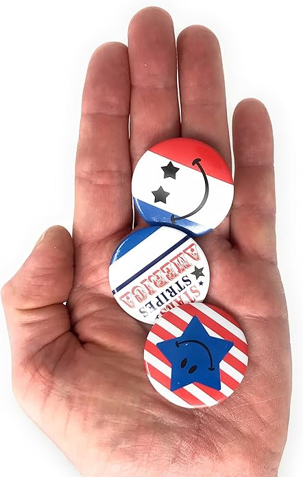 100 Bulk 2" Patriotic Buttons - 4th of July Parade or Fourth of July Party