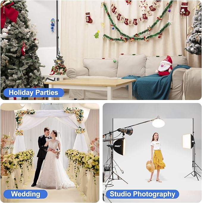 EMART Backdrop Stand 10x7ft(WxH) Photo Studio Adjustable Background Stand Support kit with 2 Crossbars, 8 Clamps, 2 Sandbags and Carry Bag for Parties, Events Decoration, Wedding, Photography