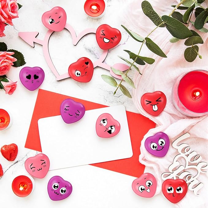 150 Pcs Valentine's Day Heart Stress Balls 1.5 Inch Stress Balls Anxiety Relief Toys Party Favors Adults (Expression)