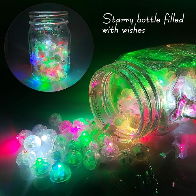 Aogist 50pcs Multicolor Balloon Lights,Long Standby Time Waterproof Twinkle Mini Light,Battery Powered,Round LED Ball Lamp for Latex Balloon Easter Eggs Wedding Christmas Halloween Party Decorative