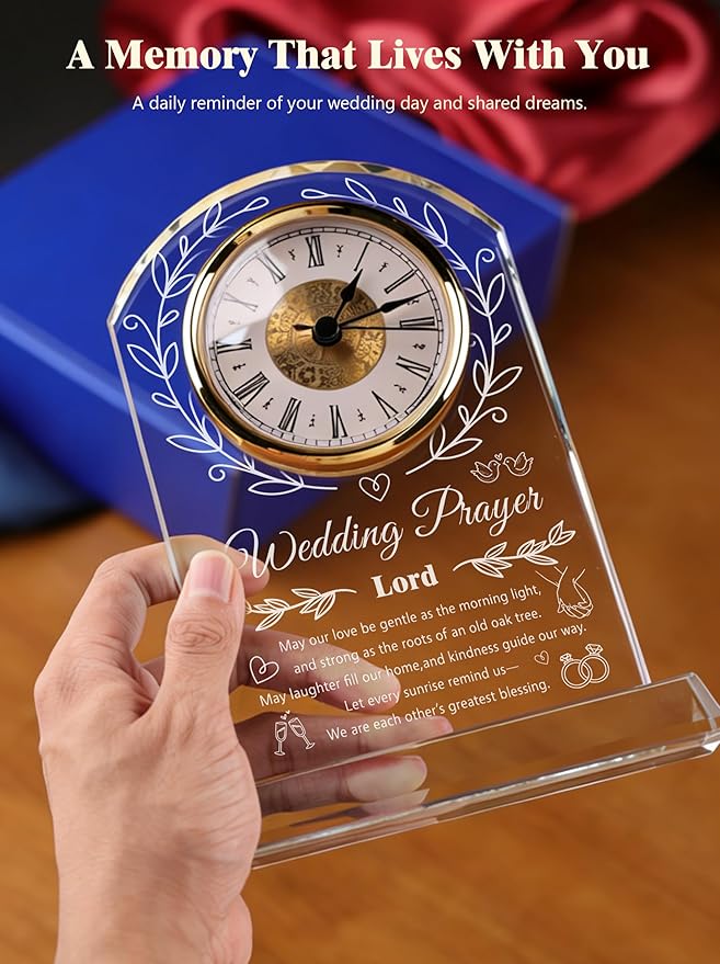 Crystal Clock Wedding Gifts for Couples 2026,Happy Anniversary Marriage Gift,Engagement Unique Gift for Newlywed Mr and Mrs